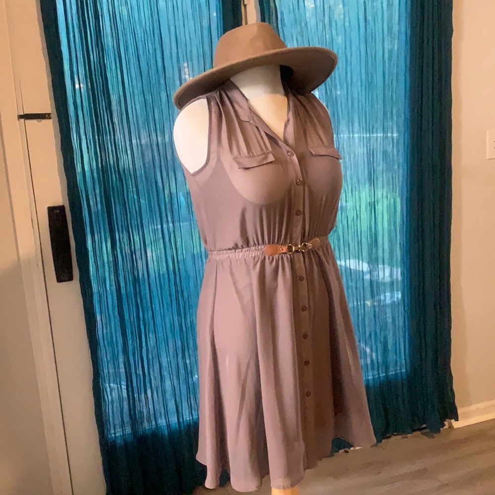 Super stylish sand colored dress with slip